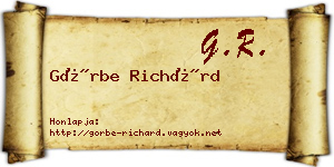 Görbe Richárd névjegykártya